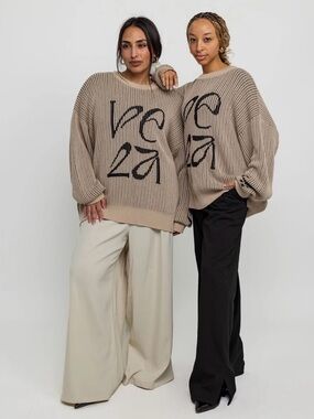 Vela Scarves Arabesque Ribbed Knit Sweater